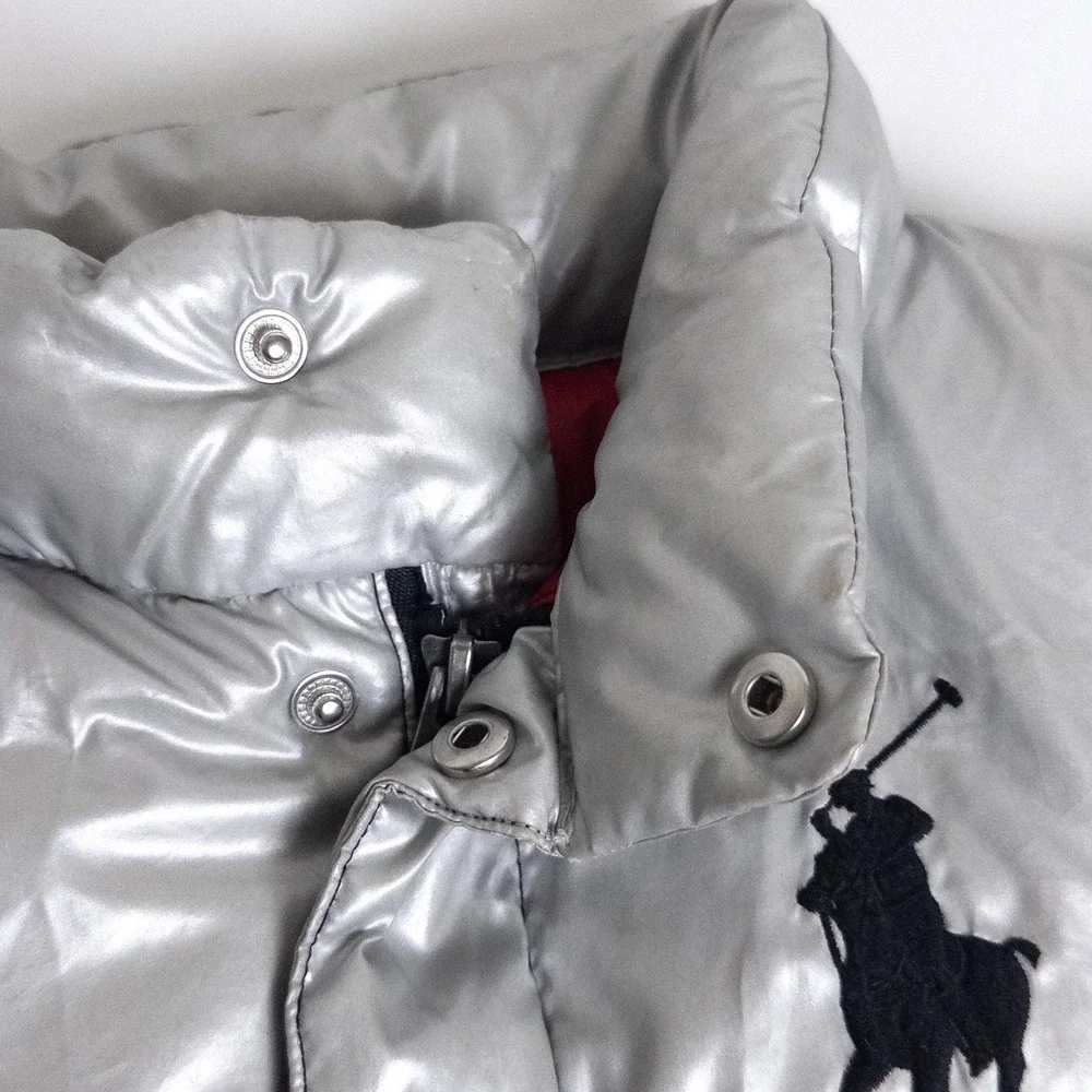 Polo Ralph Lauren Polo Bear Down Puffer Ski Jacket Silver Black Boys Sz‎ 3T